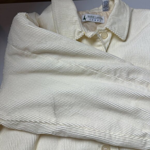 Vintage Marsh Landing Cords Women's Cream Corduroy Quilted Lined Jacket W/ Adjus - Picture 14 of 15